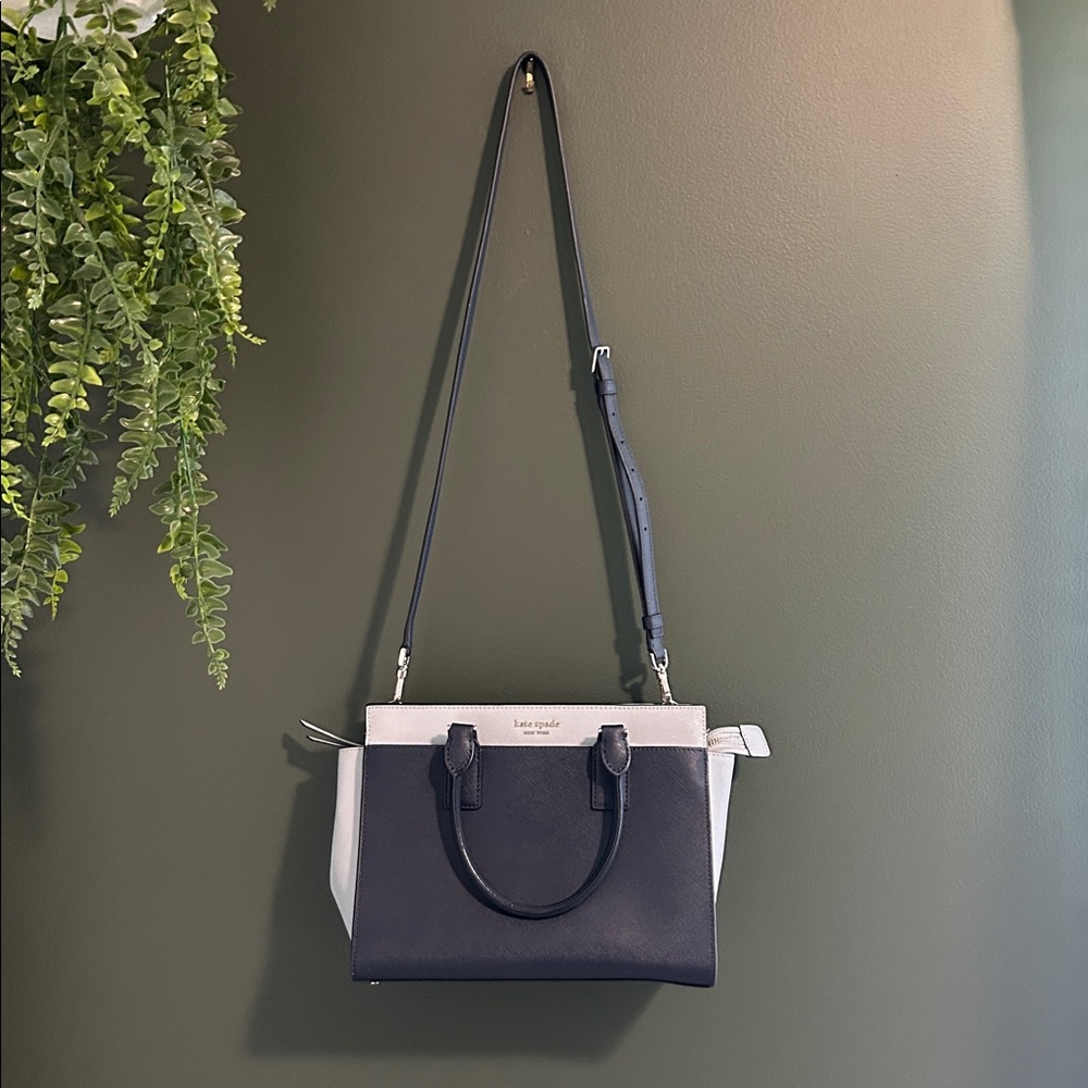 kate spade Navy and White Leather Shoulder Bag